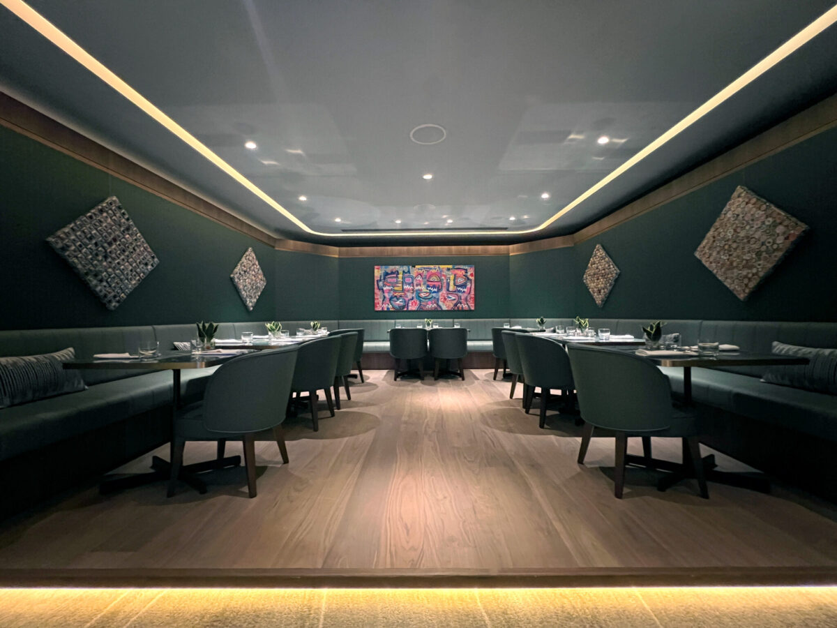 Inside The Infinity Room at The Plaza Premium First Class lounge in Hong Kong