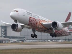 QF10 departs LHR 787 Emily