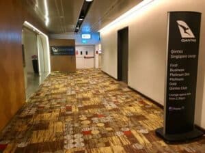 Qantas Singapore Lounge entry sign