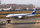 All Nippon Airways Boeing 787-8 at Haneda Airport with Japan Airlines planes in background
