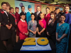 Oneworld airlines crew 20th birthday cake