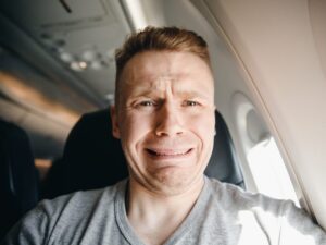 scared passenger with fear of flying