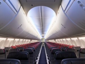 Cabin inside Virgin Australia's 150th Boeing 737, VH-8VI