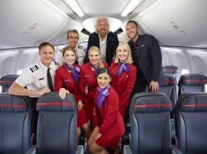 Richard Branson on a Virgin Australia 737