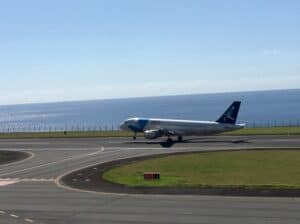 SATA A320 takes off in Horta