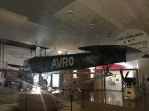 A replica of Qantas' first plane, an Avro 504K, at the Qantas Founders Museum in Longreach