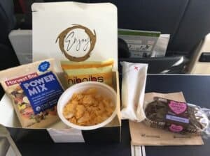 Virgin Australia Business Class meal in January 2021. Photo: Matt Graham.