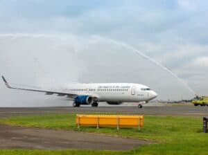 Inaugural Rex 737 landing at Sydney Airport