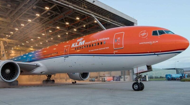 KLM 777 in orange livery