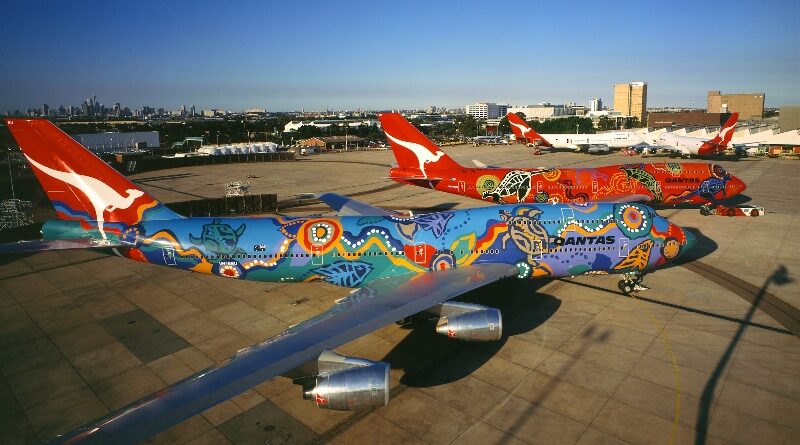 Qantas 747s in indigenous livery Nalanji Dreaming and Wunala Dreaming