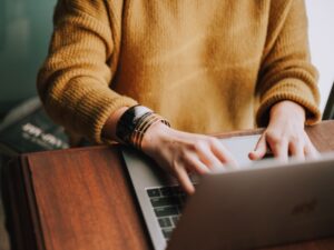 Person using computer shopping