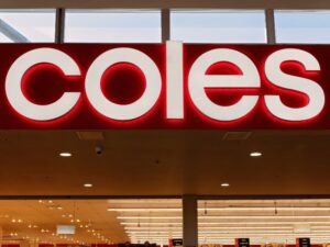 Mackay, Queensland, Australia - June 2020: Coles supermarket signage in a shopping centre