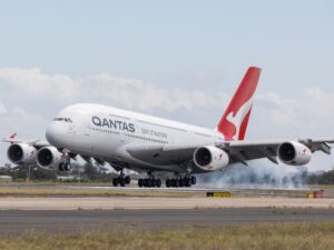 Qantas A380 lands at Sydney Airport