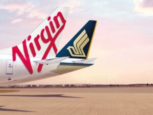 Virgin Australia and Singapore Airlines plane tails