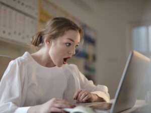 shocked women at computer