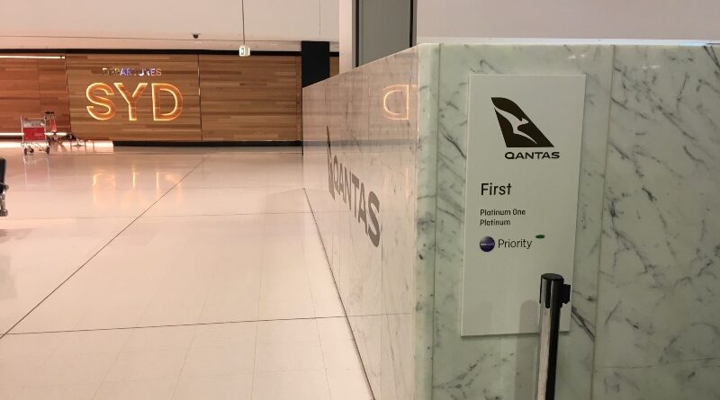 Qantas First Class check-in at Sydney Airport