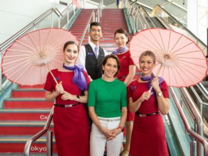 Virgin Australia CEO Jayne Hrdlicka at the announcement of Virgin Cairns-Tokyo flights.