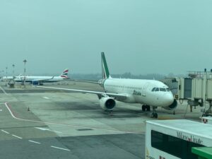 ITA Airways A319 (still in Alitalia livery) at Linate Airport