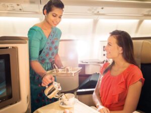 SriLankan Airlines A330-300 Business Class tea service