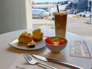 Iced coffee in the Virgin Australia Lounge in Perth