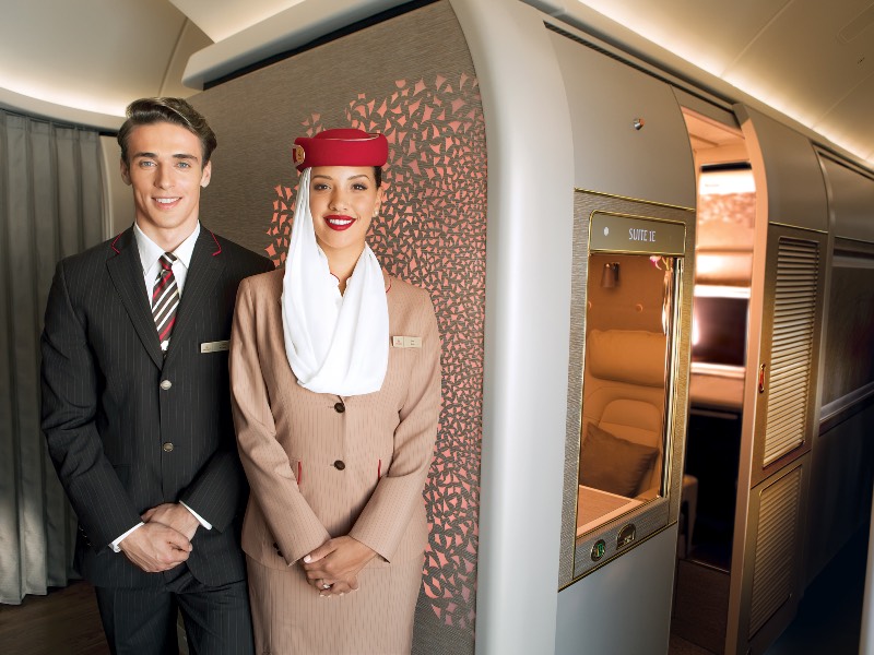 Emirates 777 first class cabin crew