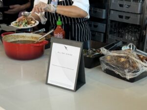 All-day dining at the Qantas domestic Business Lounge in Sydney