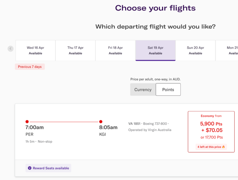 How to Spend 10,000 Virgin Australia Velocity Points