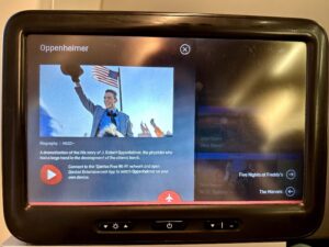 Qantas Boeing 737-800 in-flight entertainment screen in row 1