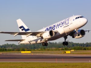 Helsinki, Finland - May 26, 2018: A Finnair Airbus A319 airplane at Helsinki airport (HEL) in Finland.