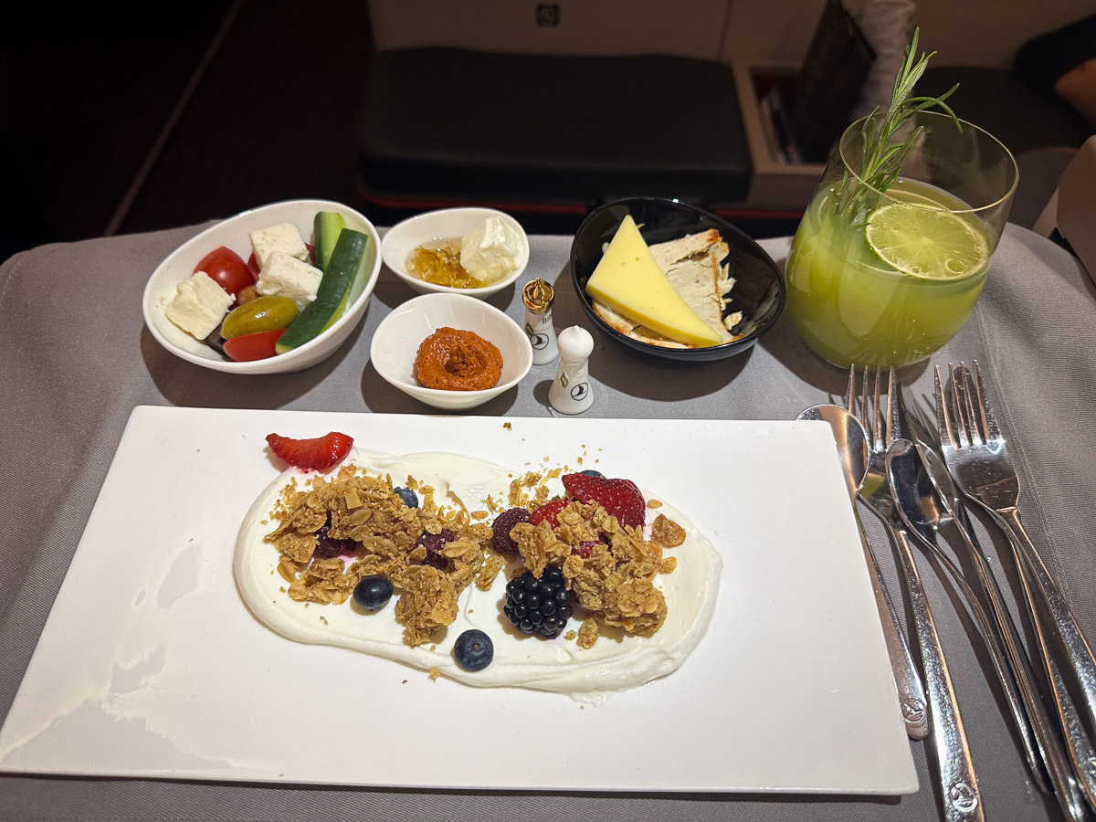 Yoghurt with fresh fruits and homemade granola for breakfast on TK68