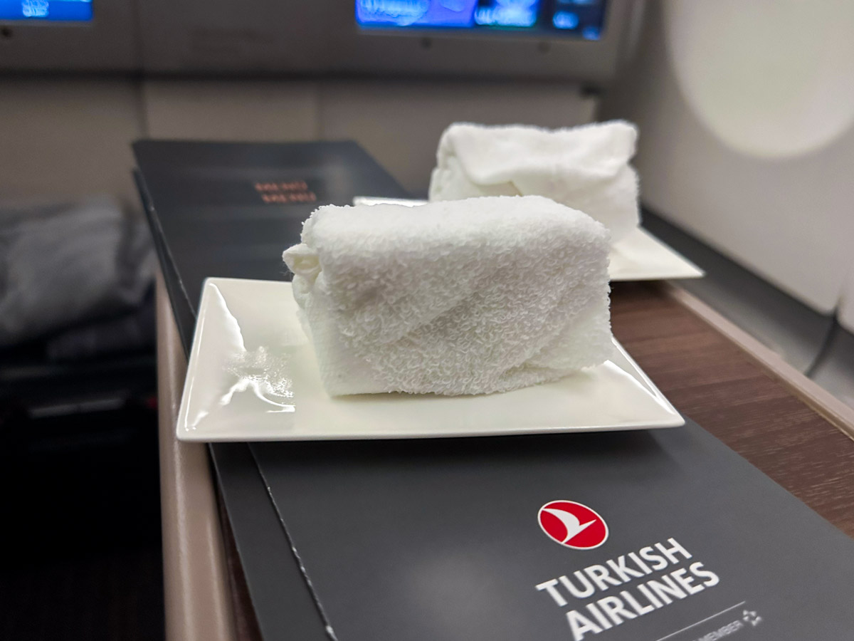 Hot towels in Turkish Airlines Business Class