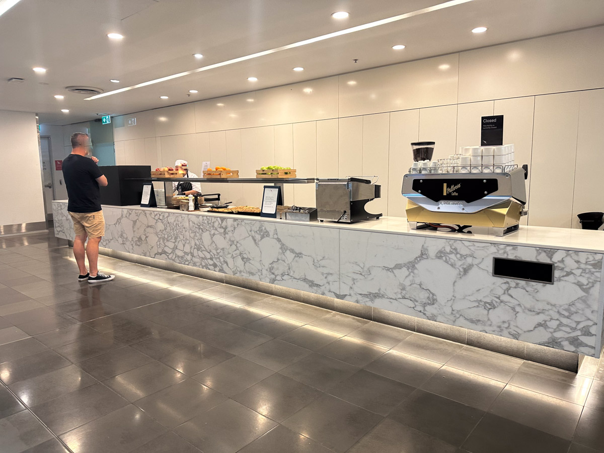 New coffee and sandwich station in the Qantas Sydney Business Lounge