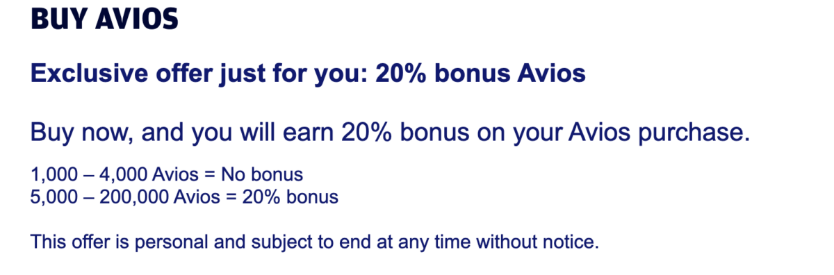 Screenshot of an exclusive offer to buy Finnair Avios