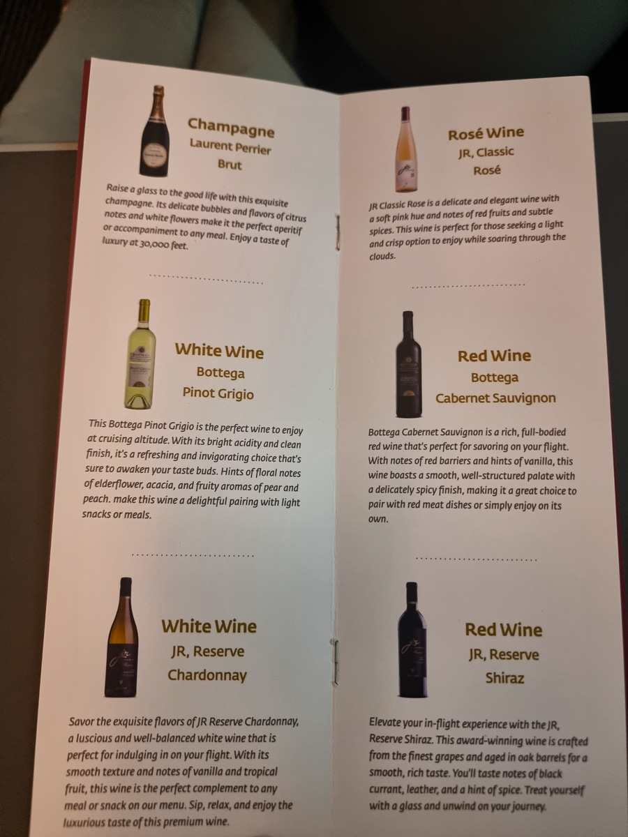 Wine list on RJ183