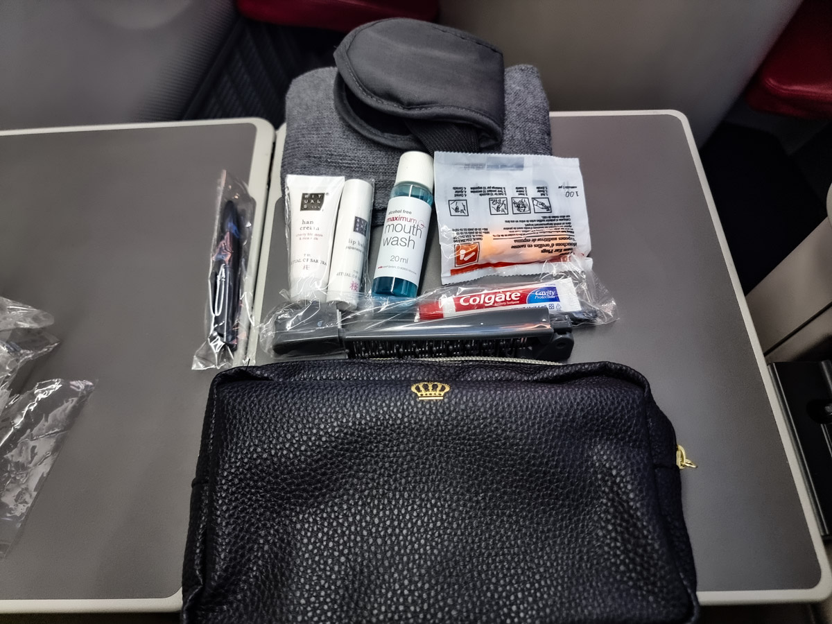 Amenity kit in Royal Jordanian Business Class.