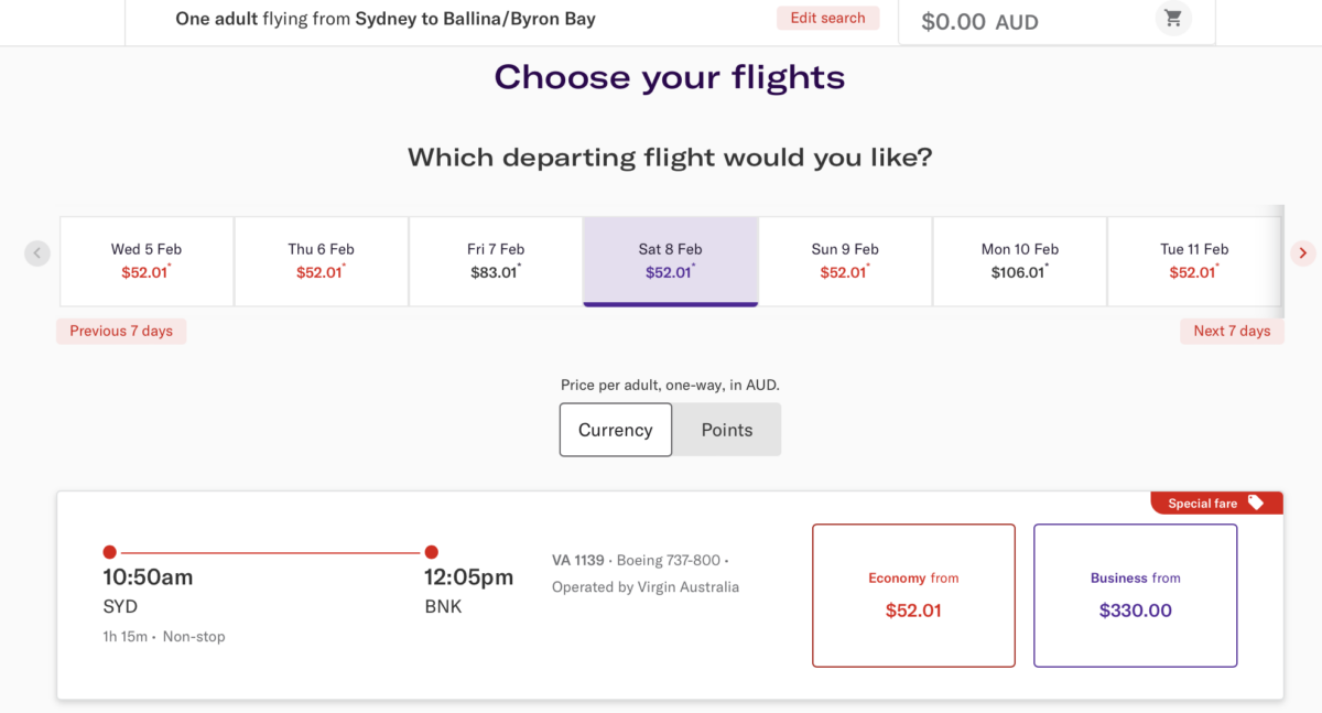 Virgin Australia Happy Hour deal on Sydney - Ballina