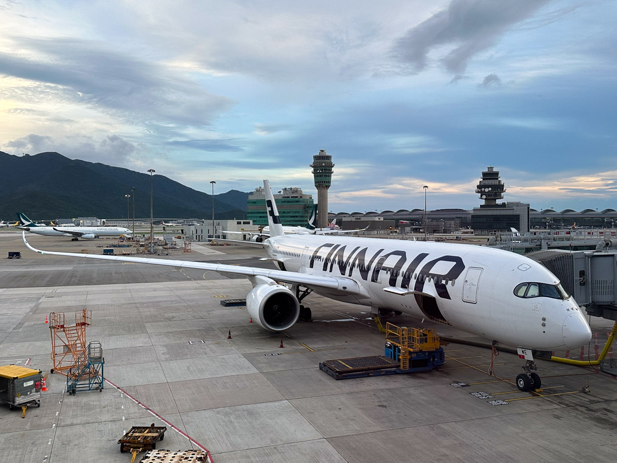 A Finnair Airbus A350-900 at Hong Kong