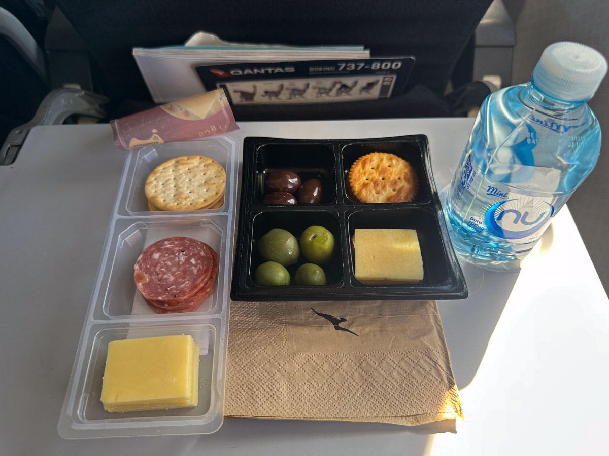 Cheese and crackers in Qantas economy class