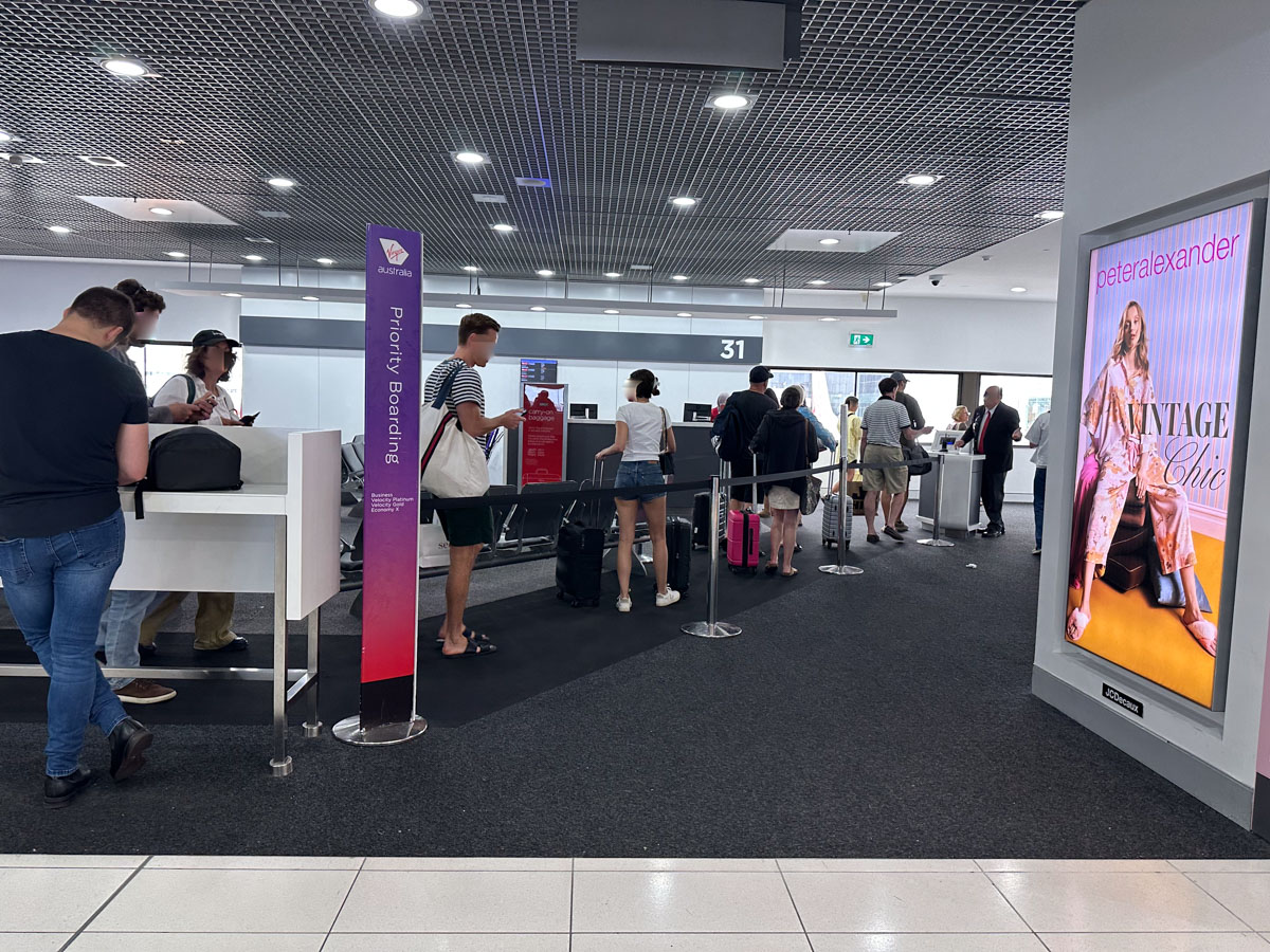 Virgin Australia priority boarding lane at Sydney Airport
