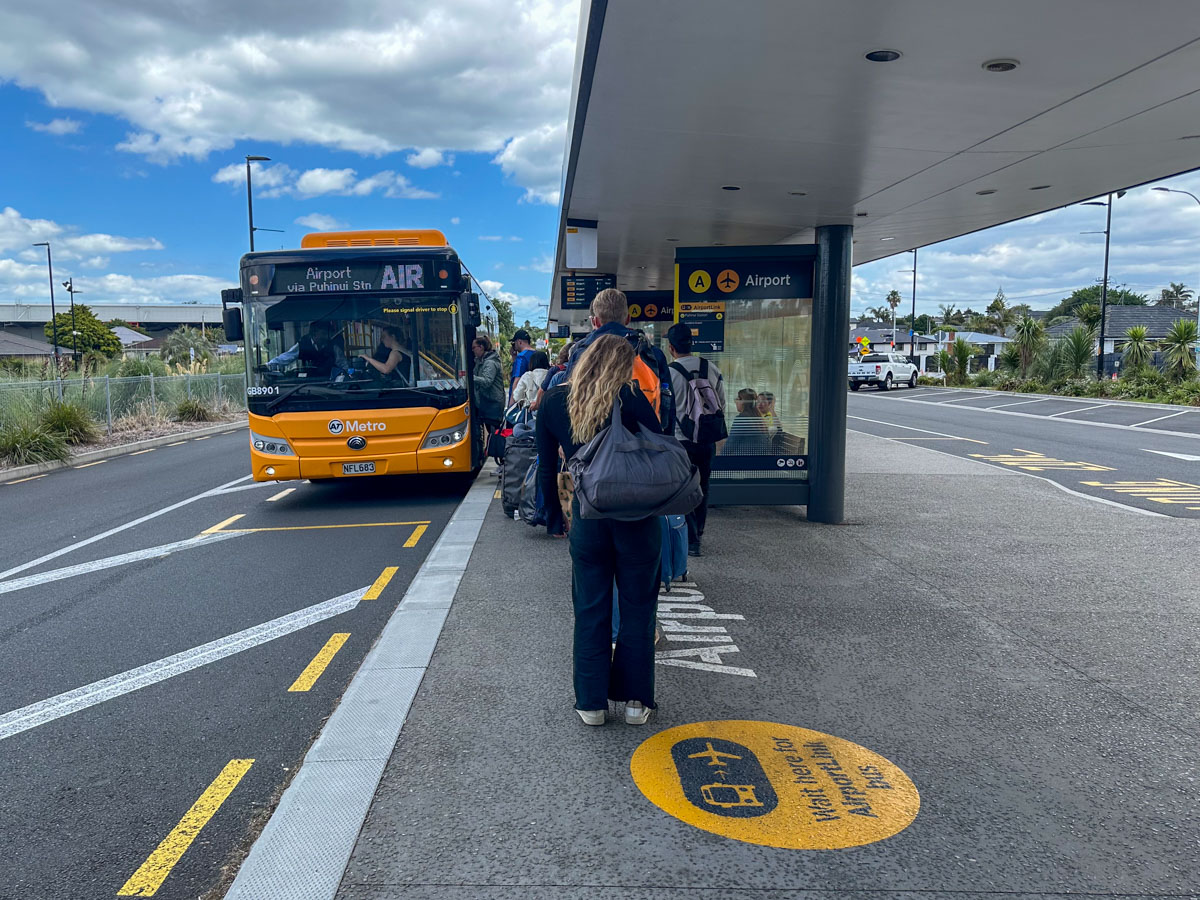 The Auckland Airport Air Bus at Puhinui train station