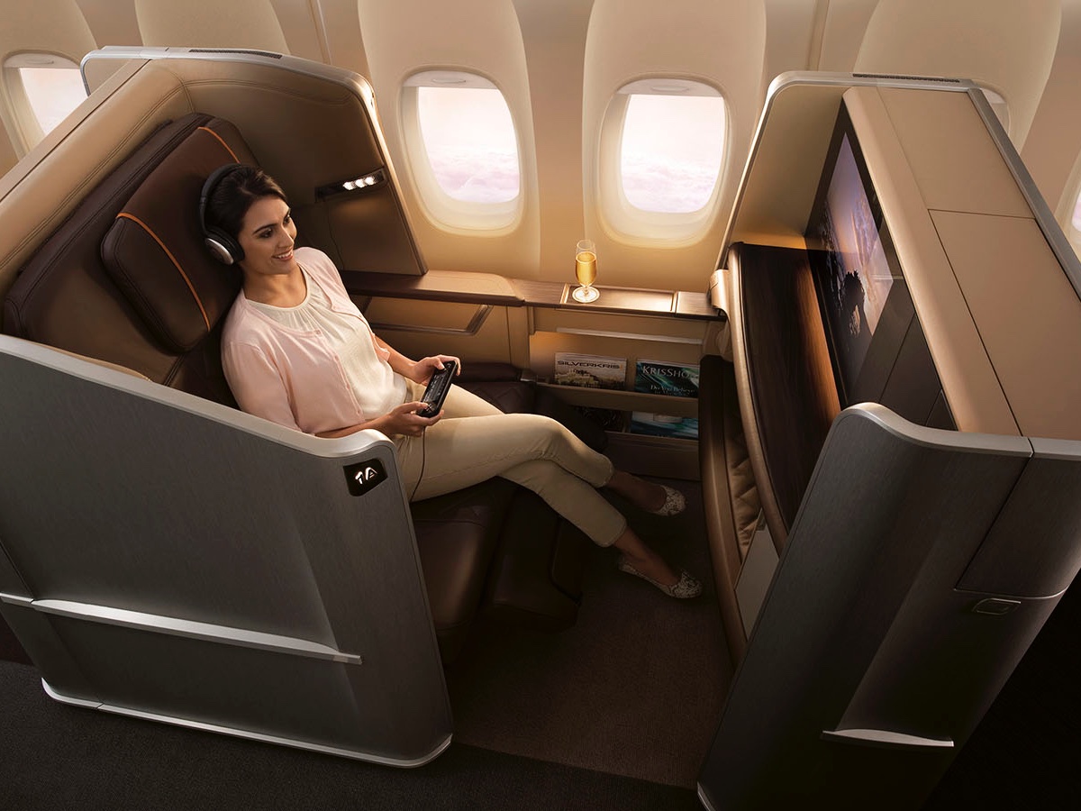 Singapore Airlines Boeing 777-300ER First Class seat.