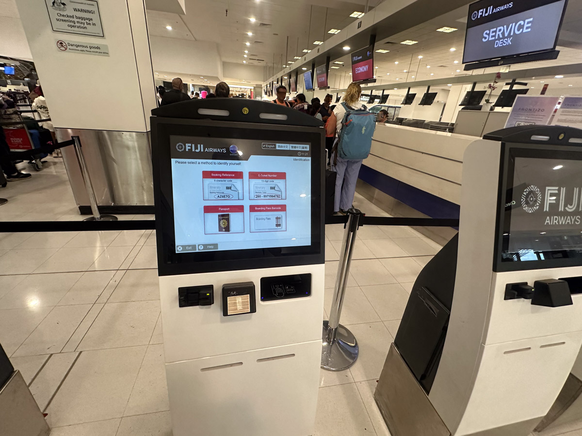 Fiji Airways check-in kiosk at Sydney Airport