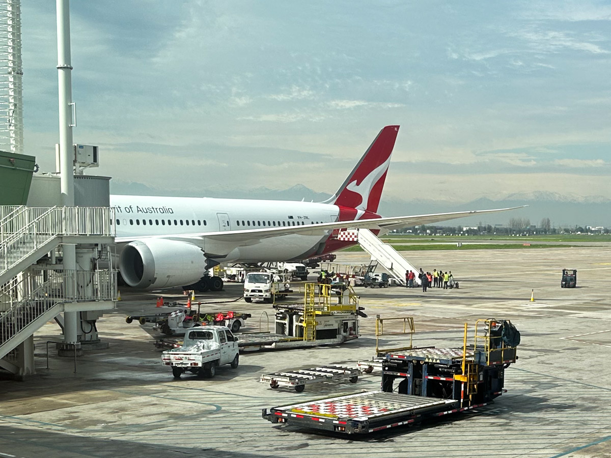 Qantas Boeing 787-9 at Santiago SCL Airport