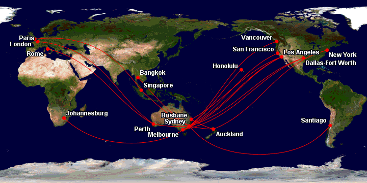 Qantas routes with Premium Economy service in 2025