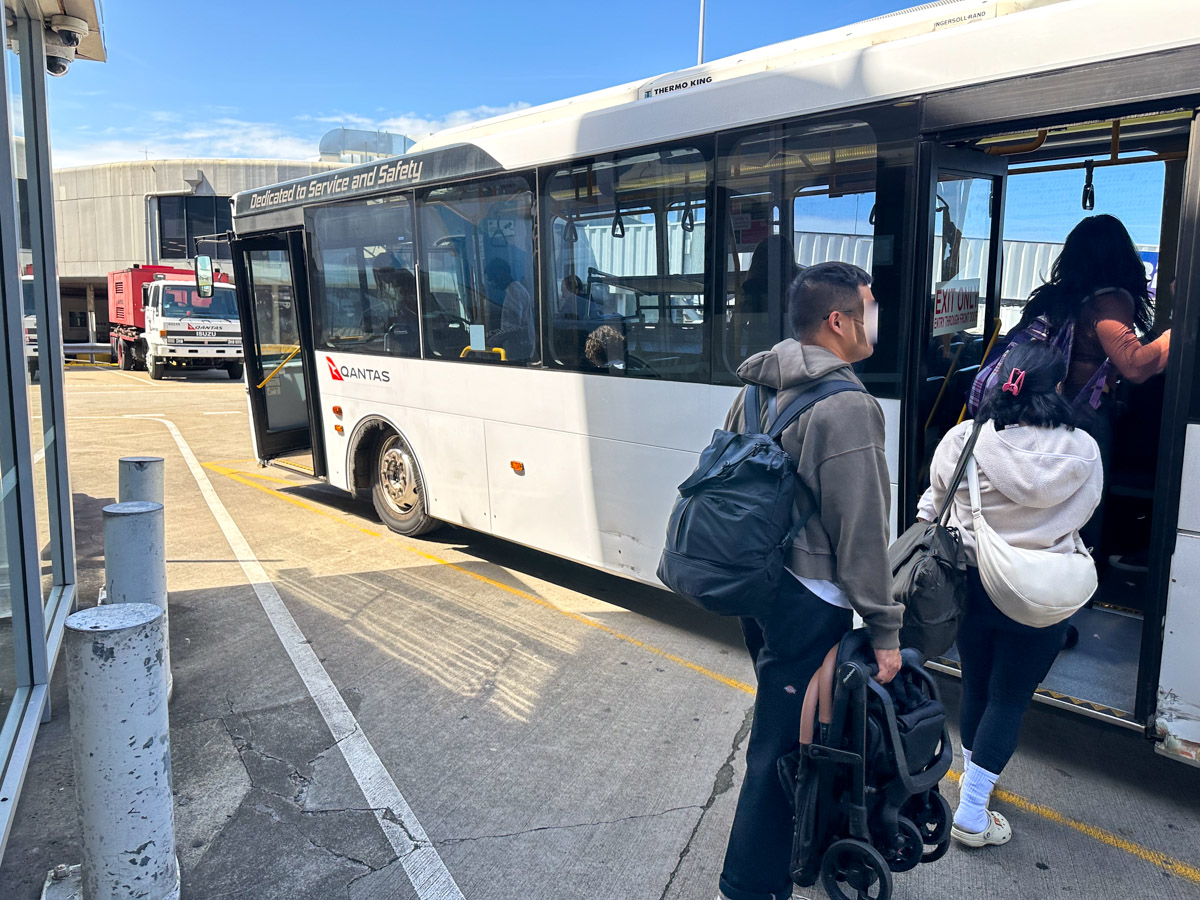 Qantas seamless terminal transfer bus at Sydney Airport