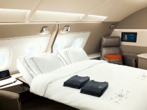 Singapore Airlines A380 Suites Class made in double bed