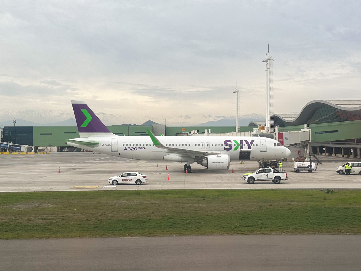 Sky Airline A320 at Santiago Airport in Chile