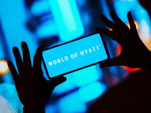 World of Hyatt Loyalty Program logo seen displayed on a smartphone