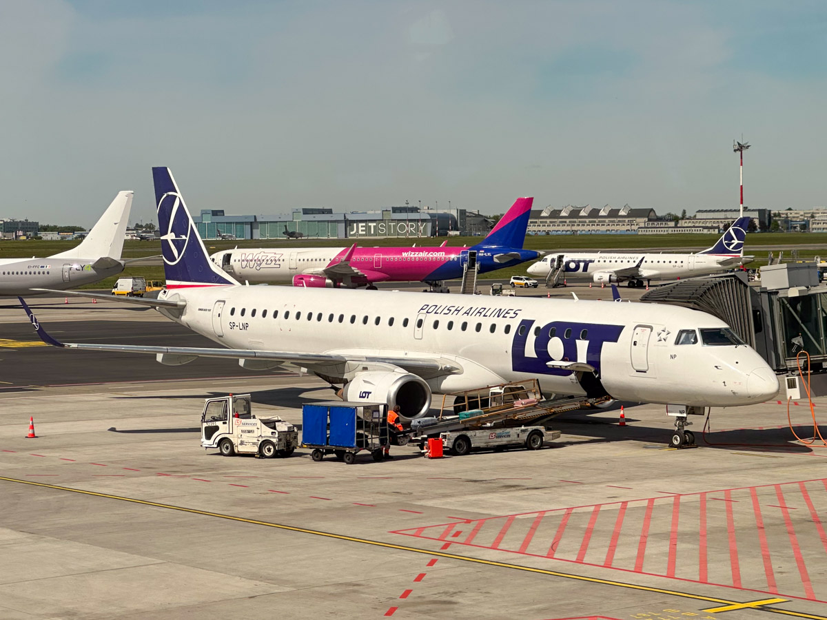 LOT Polish Airlines E195 at Warsaw Chopin Airport