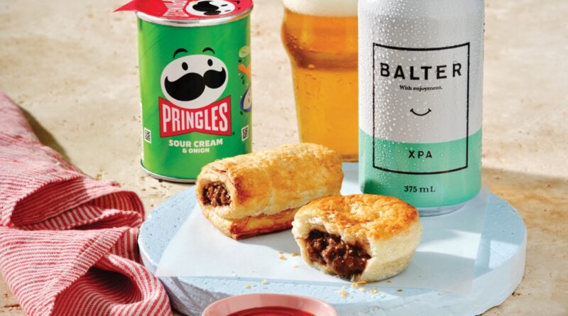 Virgin Australia economy food meal deal with pie, sausage roll, Pringles and Balter XPA beer
